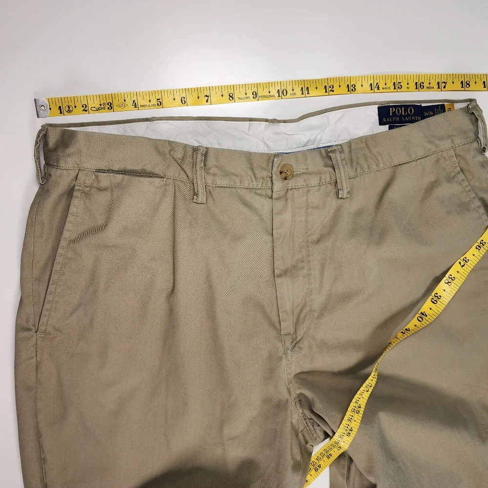 Polo Ralph Lauren Beige Cotton Flat Front Casual Pants Men's‎ Solid 36/34